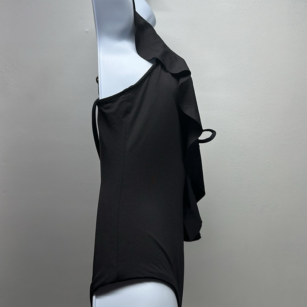 Becca Socialite Swimsuit One Piece V-Neck Ruffled Plunging Black New Size Small - Picture 6 of 12